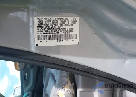 2003 Honda Odyssey Ex-L z USA, uszkodzony, nr VIN 5FNRL18023B074566